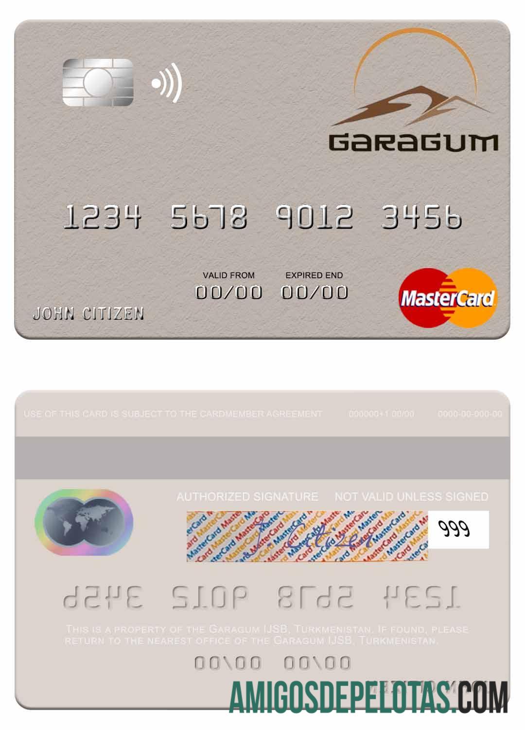 Turquemenistão Karakum IJSB Mastercard exemplo real